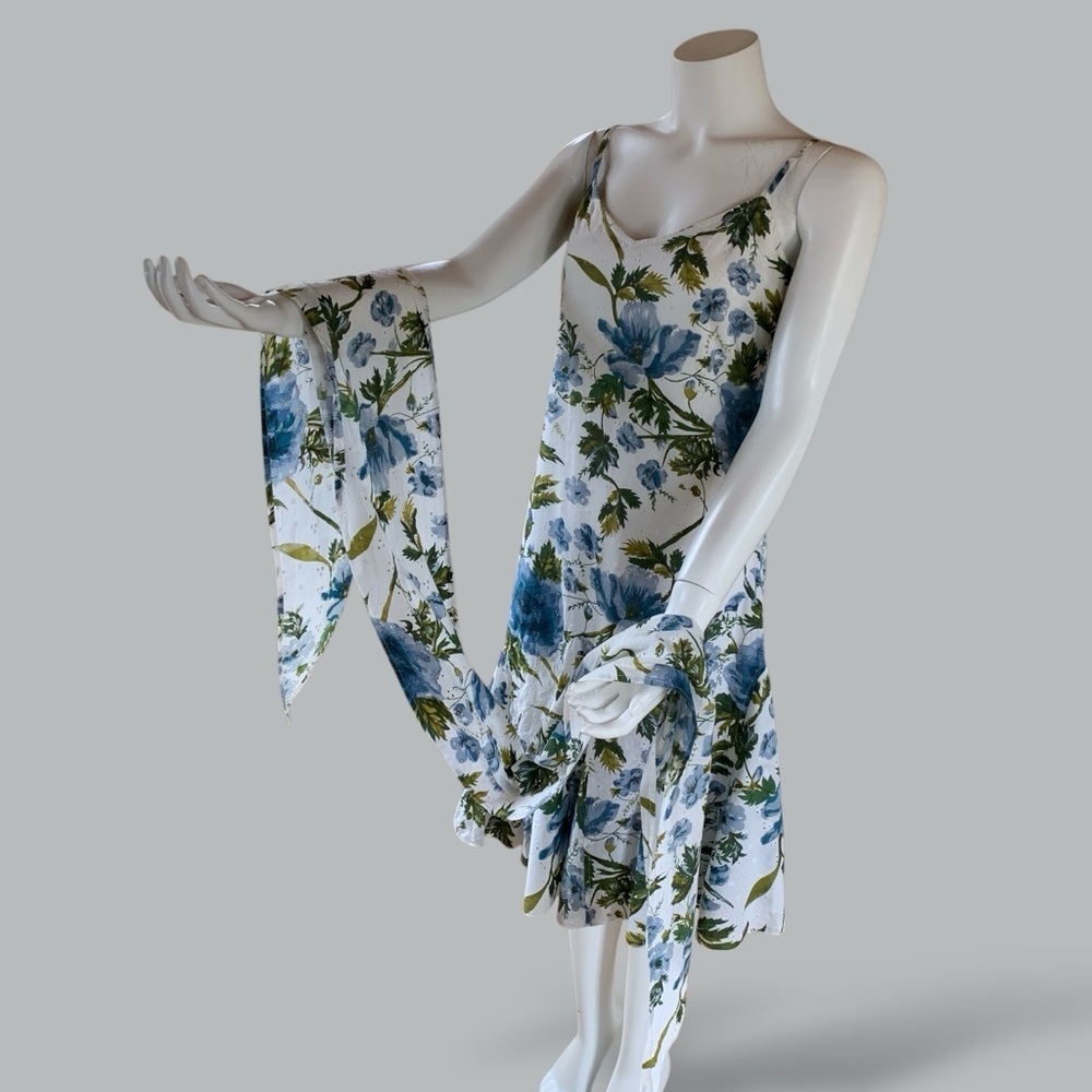 per una 100% cotton summer dress with matching sash/scarf size 8